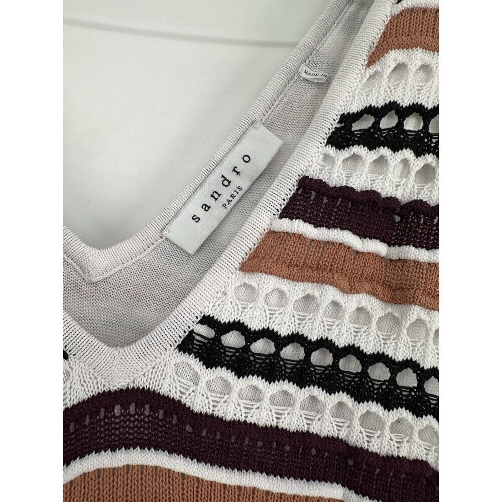 Sandro Paris Rayke Brique Knit Mini Fit And Flare Dress Women’s M READ - Picture 4 of 12